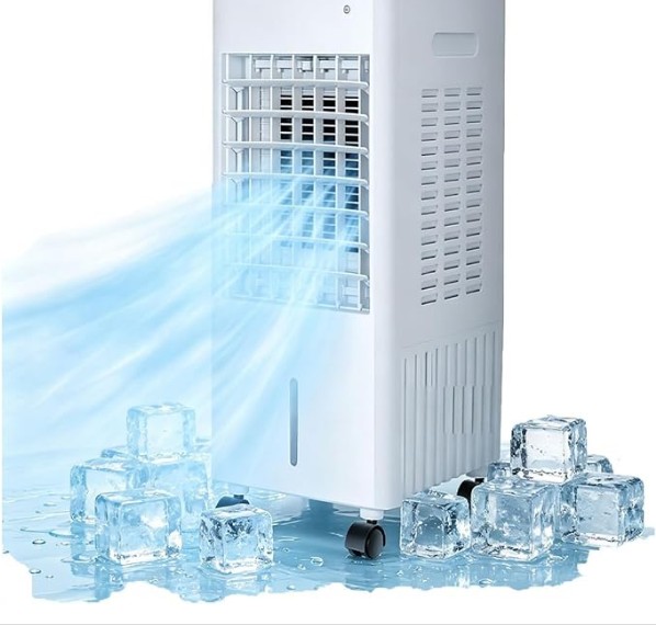 Airconditioning Portable Unit Portable Air Conditioner for Bedroom Dorm | 15L Removable Water Tank, 3-Speed Cooling Fan, 1-12H Timer, 2 Ice Boxes, Remote Control & Touch Display
